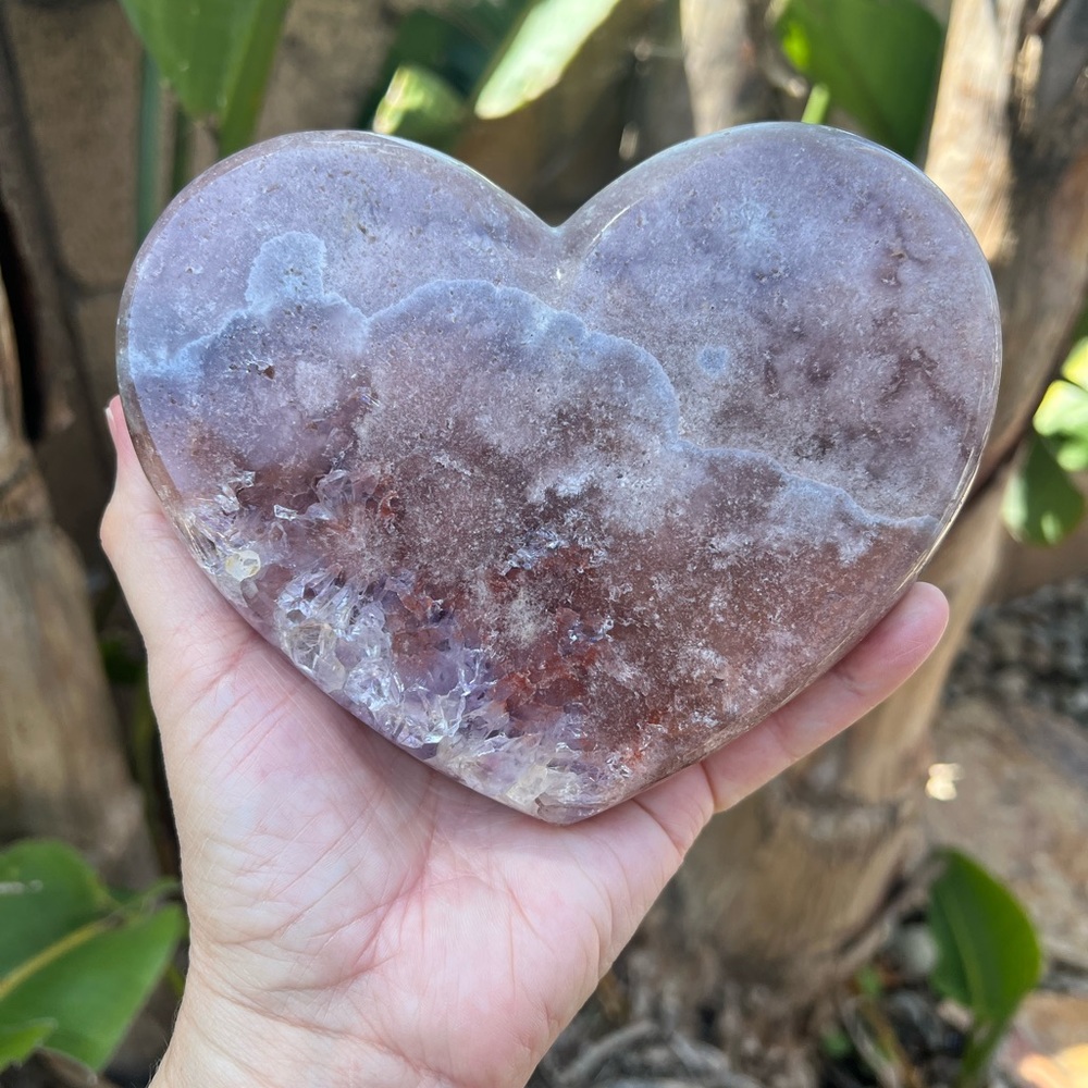 Pink Amethyst with Purple and Quartz Crystal Heart